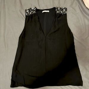 Alice + Olivia black formal blouse with gems
